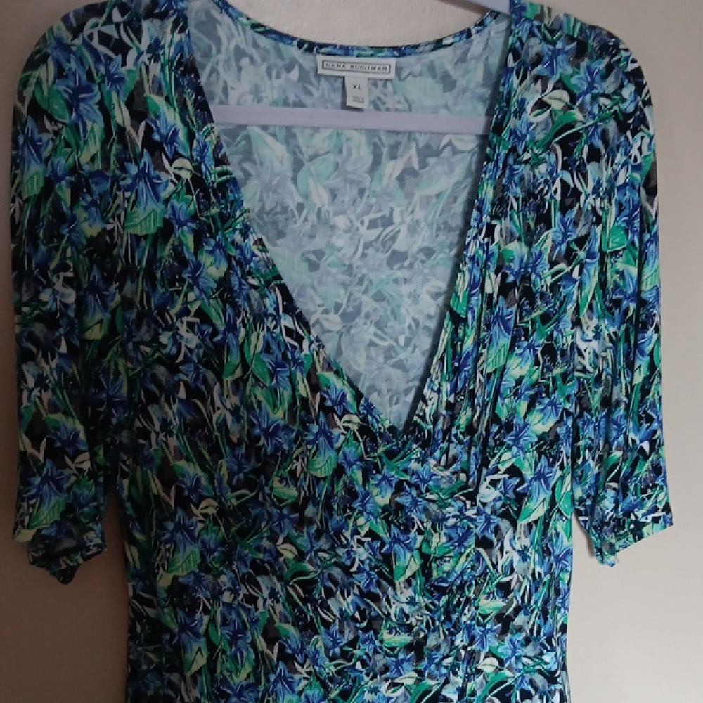 🩵Dana Buchman Crossover Blouse in Sea Blue Green - Picture 2 of 8